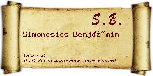 Simoncsics Benjámin névjegykártya